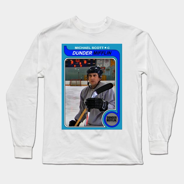Michael Scott 1979 O-Pee-Chee Hockey Card Long Sleeve T-Shirt by ParaholiX